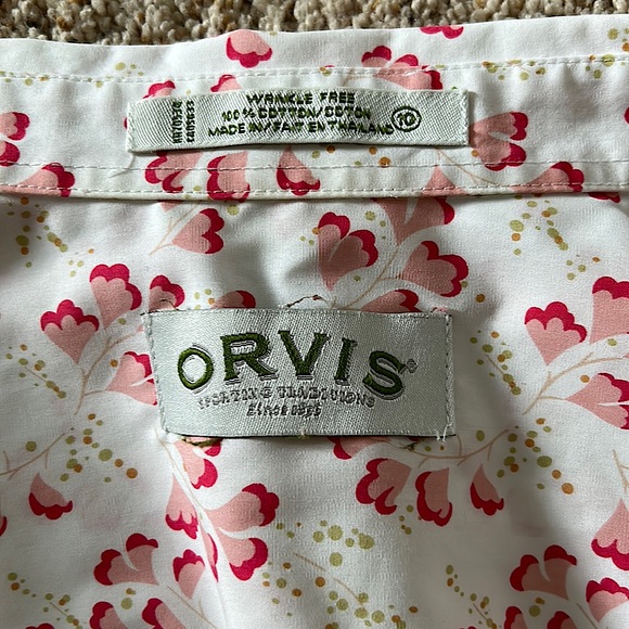 Orvis Pretty Pink Floral 3/4 Sleeve Button Cotton Shirt Top **Size 10** 🌸🌸 - Picture 4 of 4